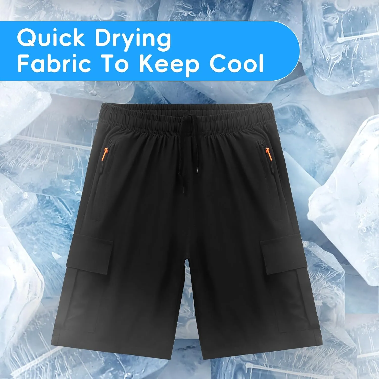Boys Cargo Shorts Kids Youth Lightweight Quick Dry Athletic Shorts with Multi Pocket for Camping, Hiking