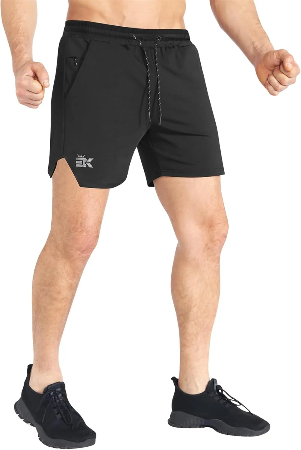 BROKIG 2 Pack Men's Inzip Lightweight Gym Shorts, 5" Quick Dry Sport Workout Athletic Running Shorts Men Zip Pocket