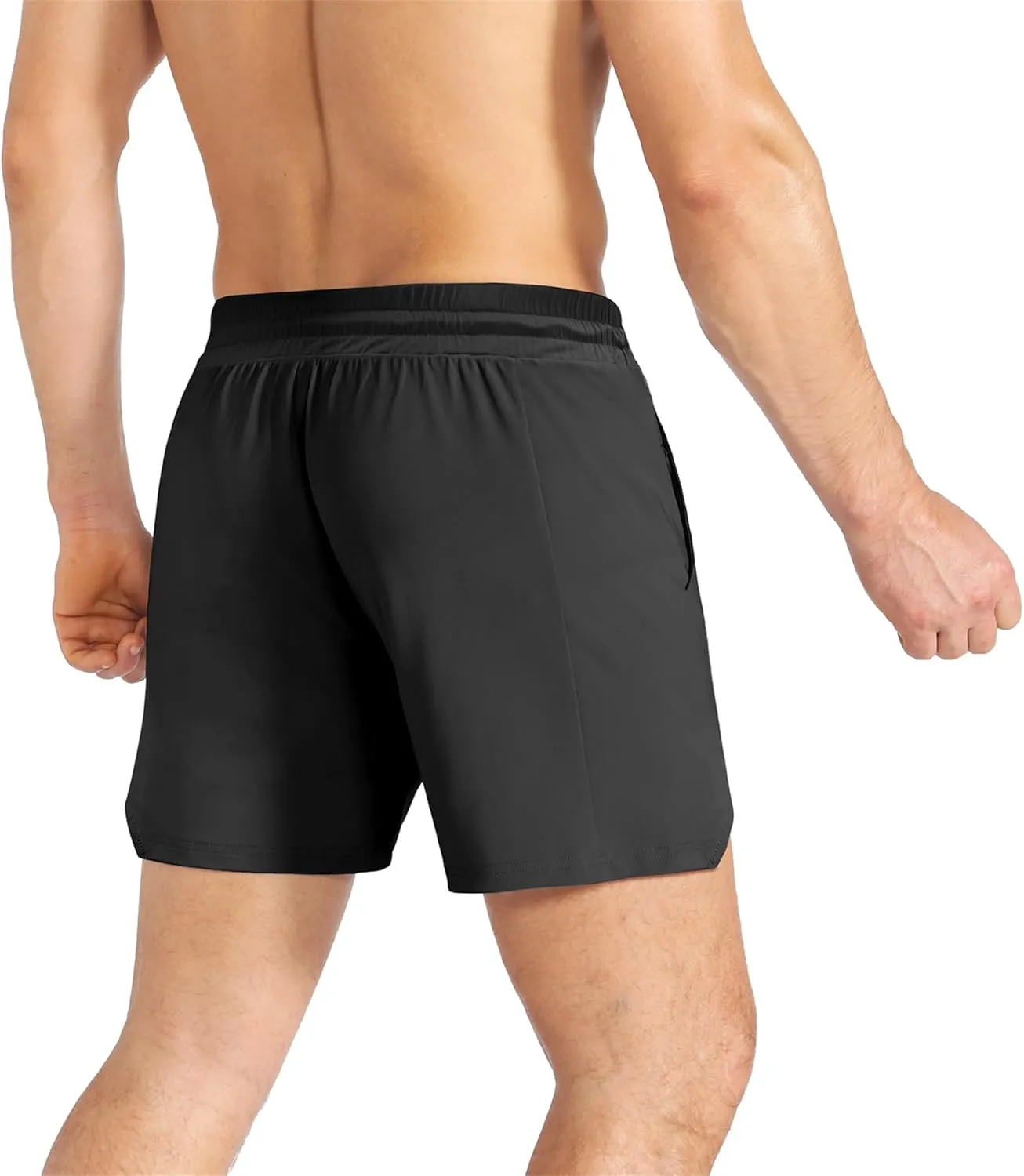 BROKIG 2 Pack Men's Inzip Lightweight Gym Shorts, 5" Quick Dry Sport Workout Athletic Running Shorts Men Zip Pocket