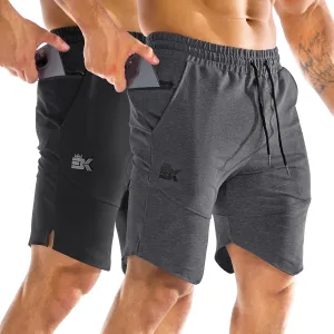 BROKIG Mens Zipslim Workout Athletic Shorts 7", Gym Running Training Sports Bodybuilding Shorts for Men with Zip Pockets