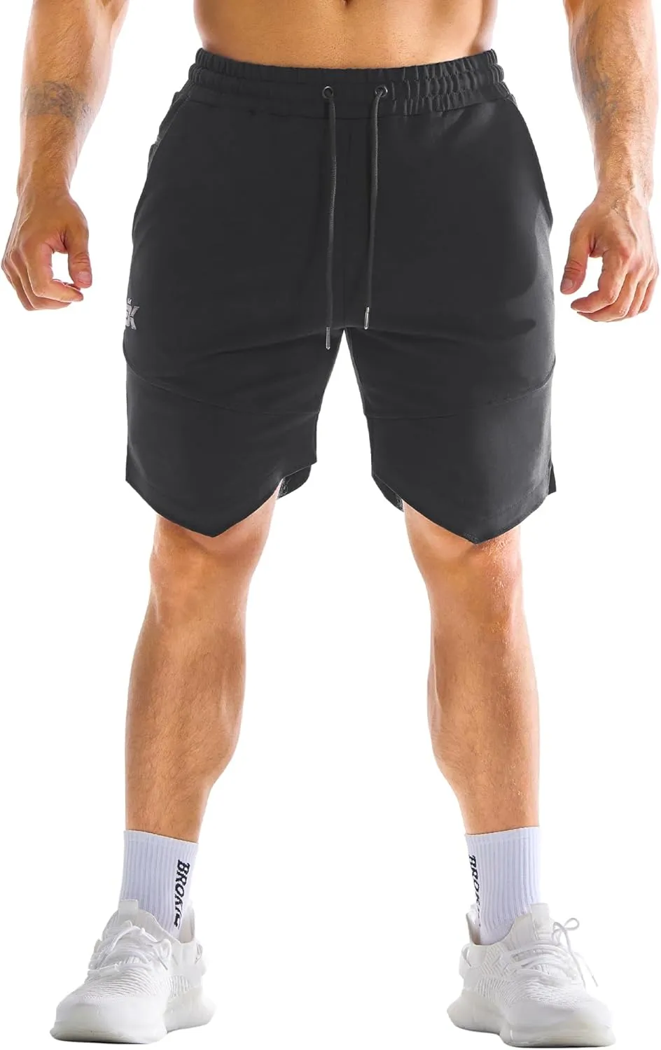 BROKIG Mens Zipslim Workout Athletic Shorts 7", Gym Running Training Sports Bodybuilding Shorts for Men with Zip Pockets