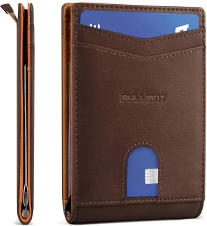BULLIANT Slim Wallet Front Pocket, Money Clip Minimal Bifold Wallet For Men 10 Cards 3.1"x4.5",Pull-tap Access,RFID Blocking