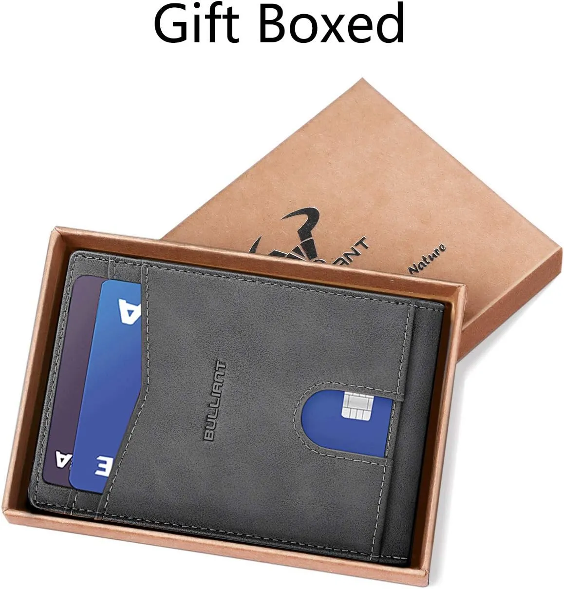 BULLIANT Slim Wallet Front Pocket, Money Clip Minimal Bifold Wallet For Men 10 Cards 3.1"x4.5",Pull-tap Access,RFID Blocking