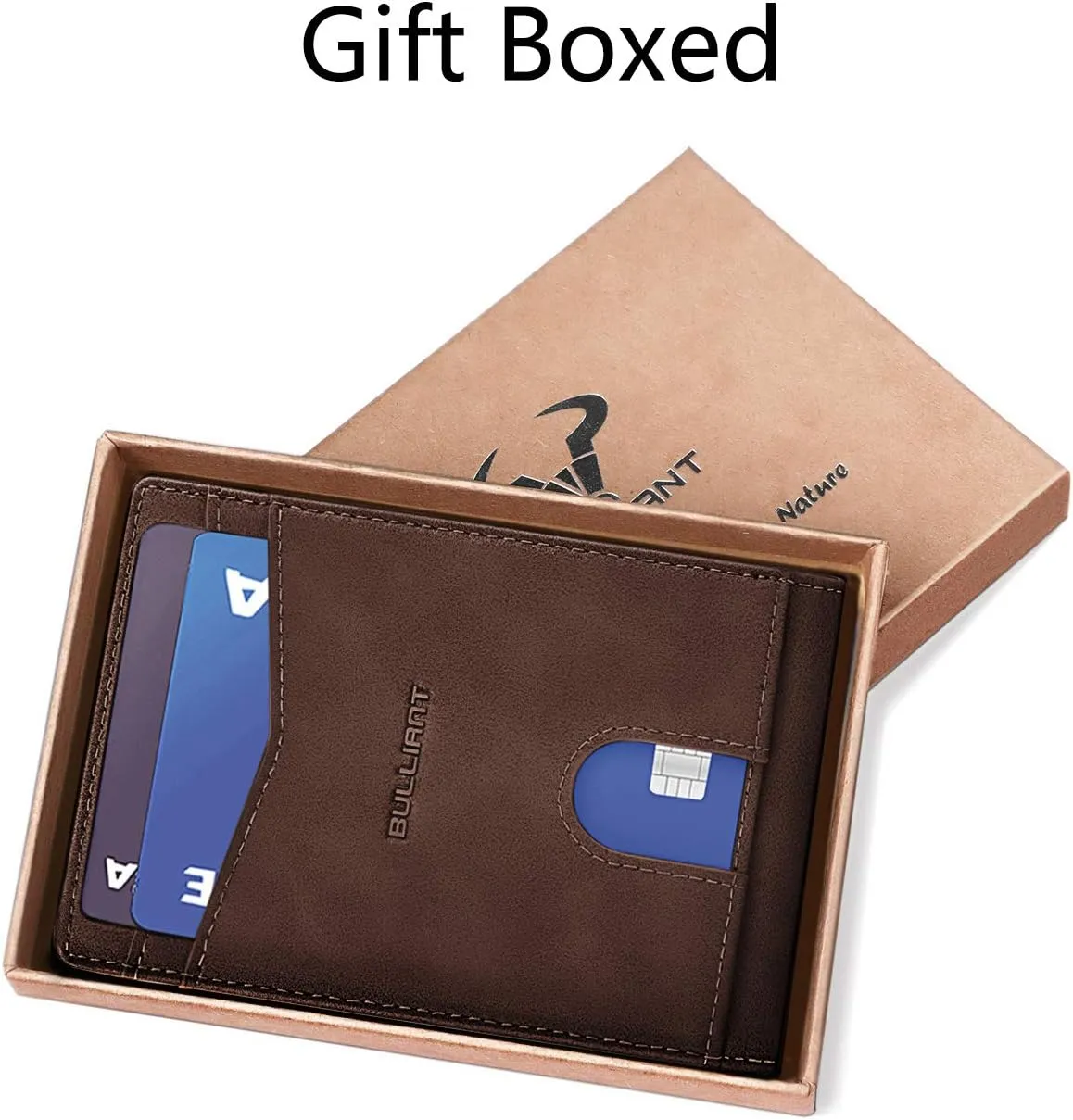 BULLIANT Slim Wallet Front Pocket, Money Clip Minimal Bifold Wallet For Men 10 Cards 3.1"x4.5",Pull-tap Access,RFID Blocking