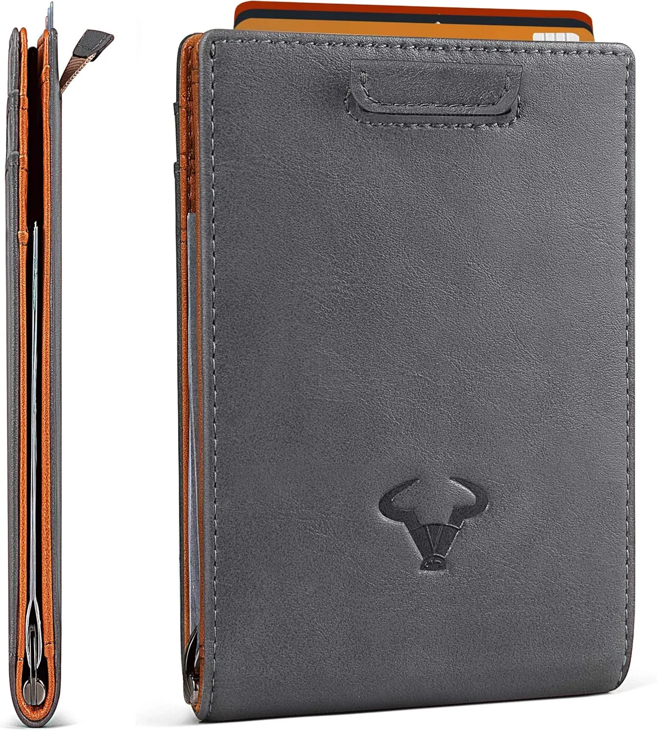 BULLIANT Slim Wallet Front Pocket, Money Clip Minimal Bifold Wallet For Men 10 Cards 3.1"x4.5",Pull-tap Access,RFID Blocking