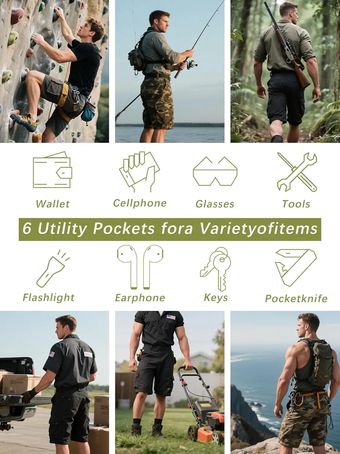 Camo Cargo Shorts for Men Cotton Casual Wild Outdoor Work Relaxed Fit Shorts with Multi-Pockets