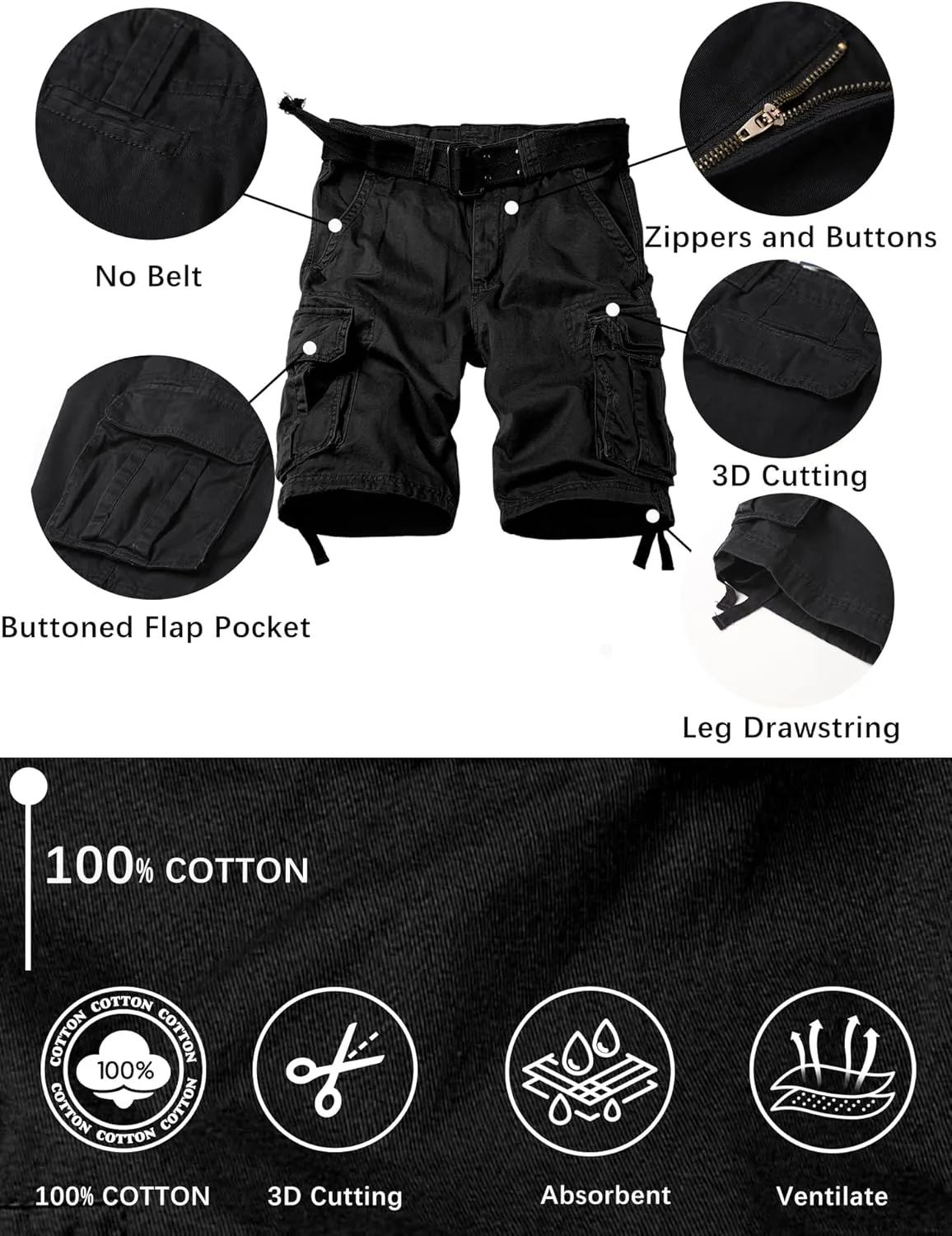 Camo Cargo Shorts for Men Cotton Casual Wild Outdoor Work Relaxed Fit Shorts with Multi-Pockets