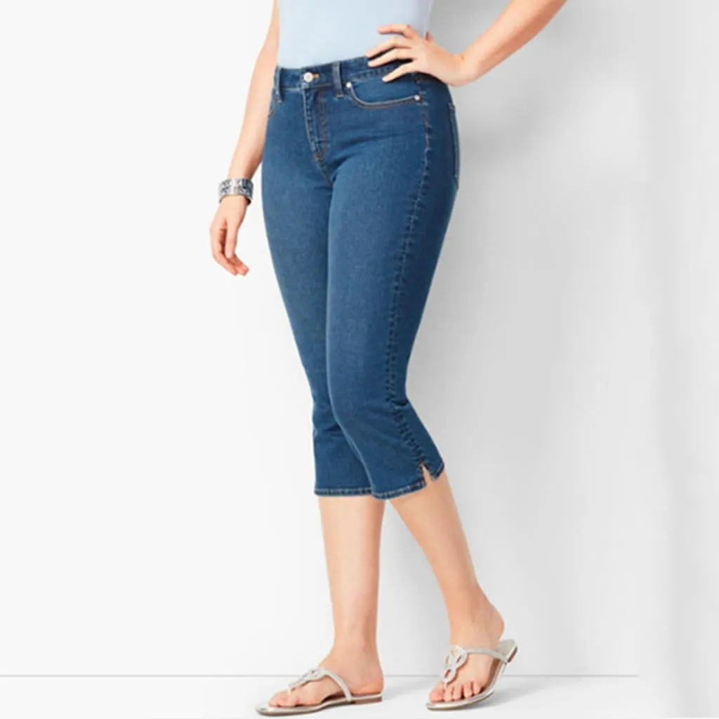 Capri Jeans for Women Women's Jeans High Waisted Summer Capri Stretchy Straight Legs Cropped Denim Pants Sky Blue