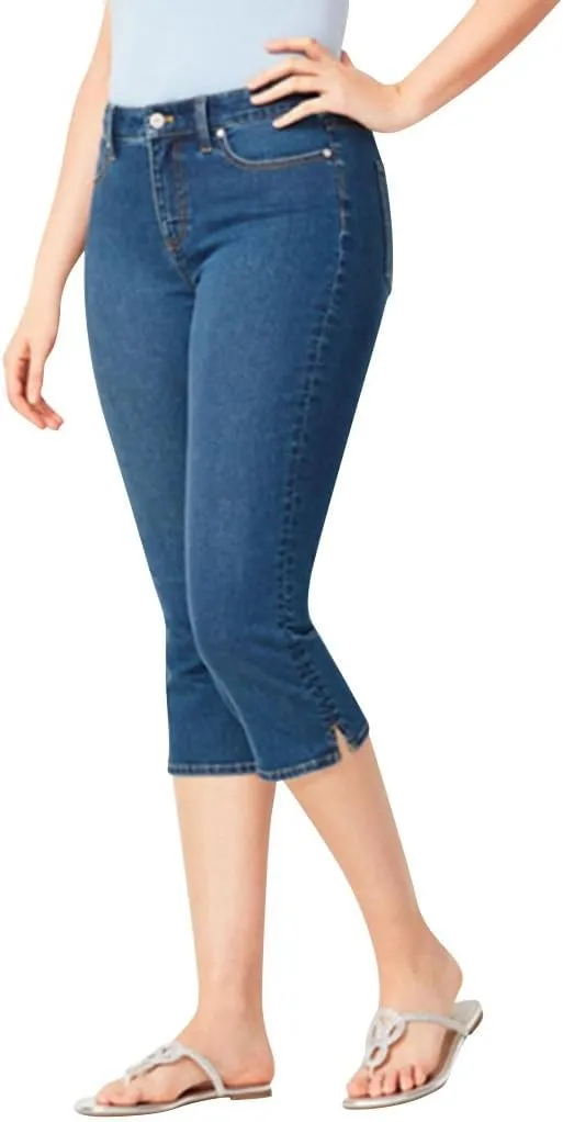 Capri Jeans for Women Women's Jeans High Waisted Summer Capri Stretchy Straight Legs Cropped Denim Pants Sky Blue