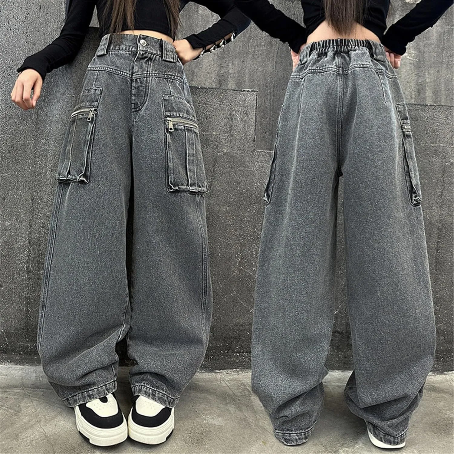 Casual Baggy Jeans for Kids Girl 2025 Girls' Work Jeans Spring Summer Autumn Retro Wide Leg Denim Pants Trendy
