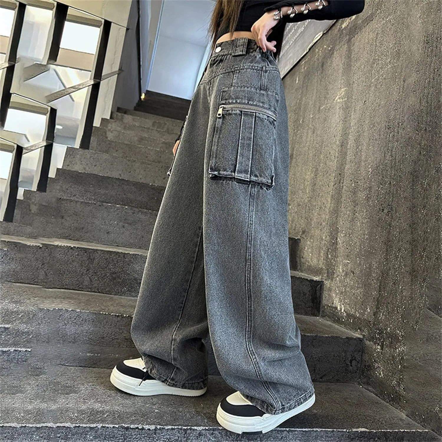 Casual Baggy Jeans for Kids Girl 2025 Girls' Work Jeans Spring Summer Autumn Retro Wide Leg Denim Pants Trendy