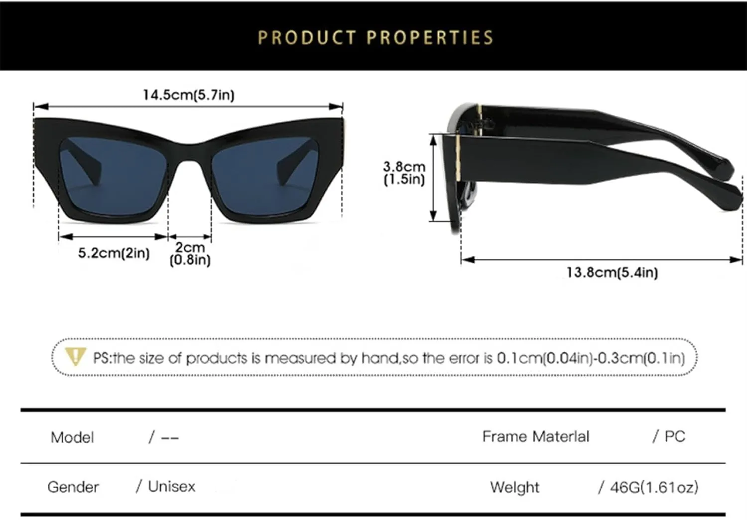 Cat Eye Sunglasses Women Men Vintage Shades Female Uv400(Black Clear,one)