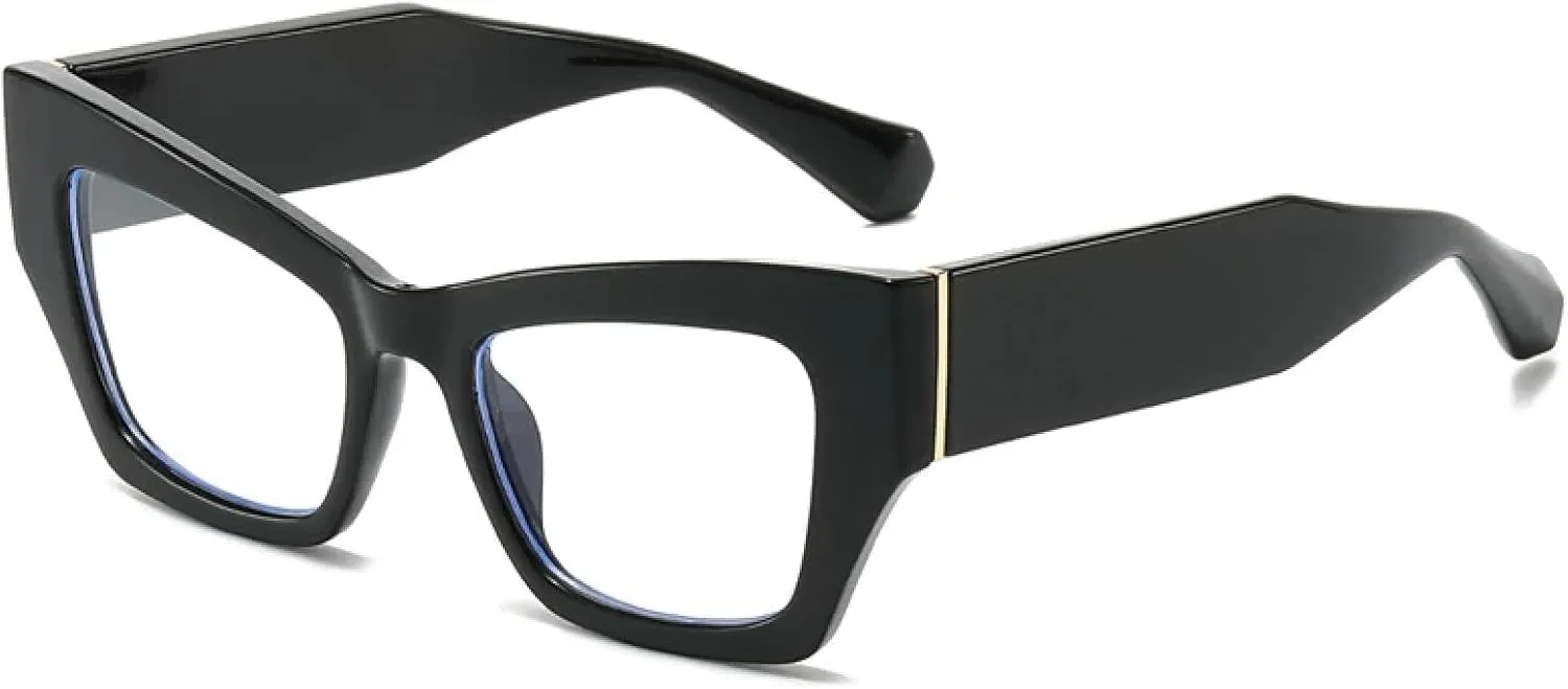 Cat Eye Sunglasses Women Men Vintage Shades Female Uv400(Black Clear,one)
