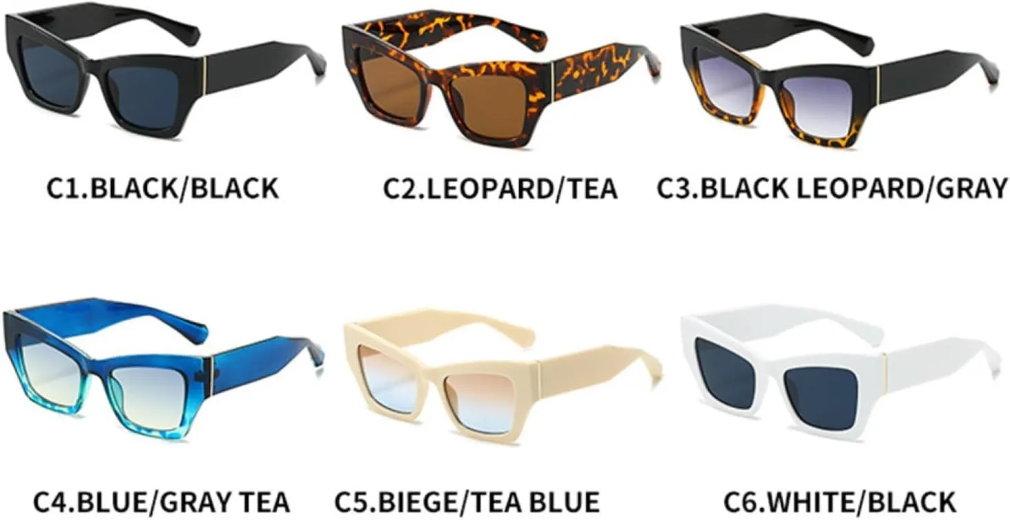 Cat Eye Sunglasses Women Men Vintage Shades Female Uv400(Black Clear,one)