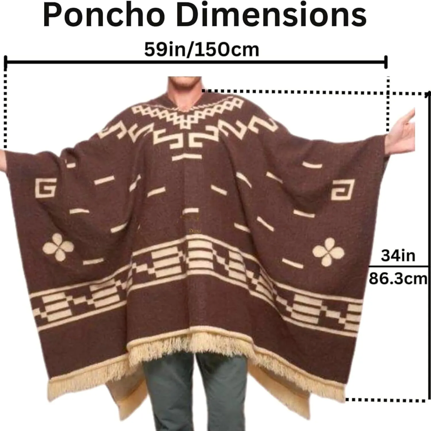 Clint Eastwood, Alpaca Wool Poncho: Western Style, Unique and Handmade in Ecuador. Thick, Warm and Soft Wool Poncho