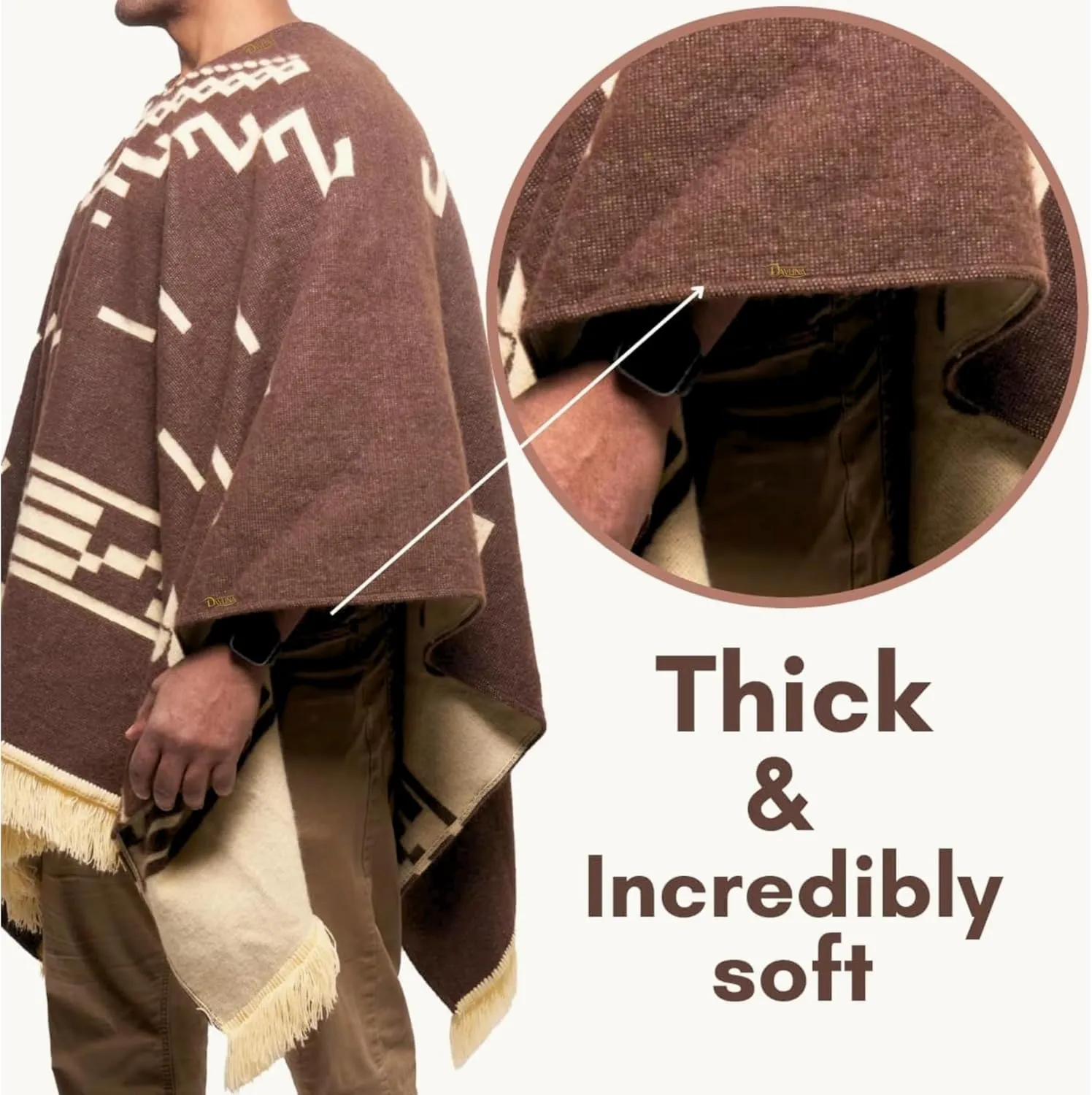 Clint Eastwood, Alpaca Wool Poncho: Western Style, Unique and Handmade in Ecuador. Thick, Warm and Soft Wool Poncho