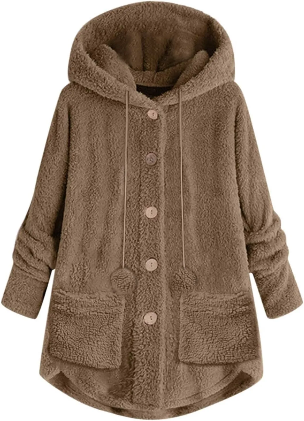 Coats For Women Long Sleeve Button Sherpa Fleece Jackets Loose Casual Fashion Soft Faux Fur Jacket with Pocket