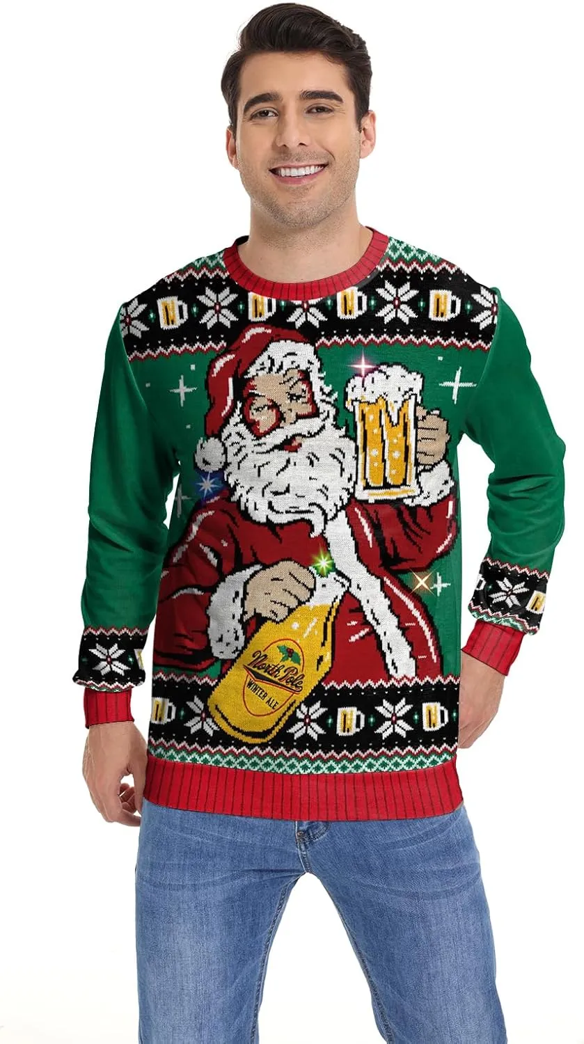 Colorful House Ugly Christmas Sweater for Men Women 3D Printed Funny Pullover Crewneck Top Couple Sweatshirt Xmas Party