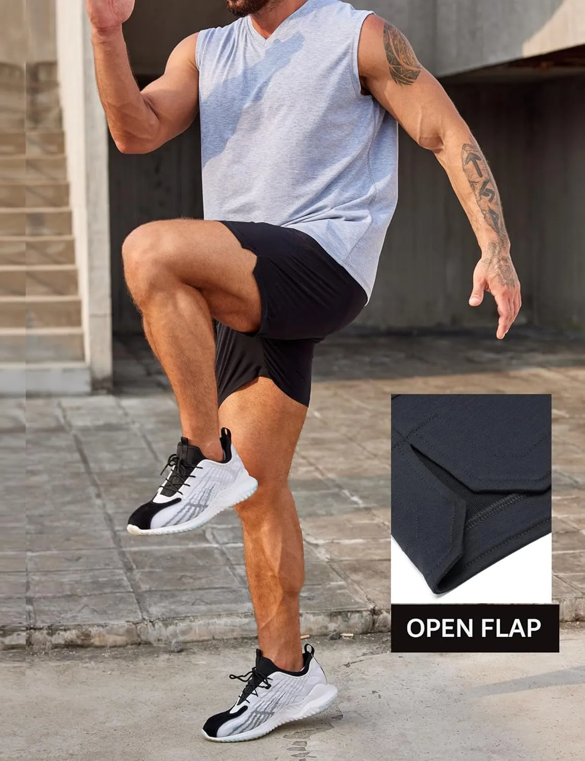 COOFANDY Men's Gym Workout Shorts Athletic Training Shorts Fitted Weightlifting Bodybuilding Shorts with Zipper Pockets