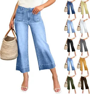 Cropped Jeans for Women High Waisted Mother Mom 90s Boyfriend Denim Jeans Casual Vintage Y2k Wide Leg Denim Pants