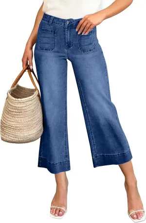 Cropped Jeans for Women High Waisted Mother Mom 90s Boyfriend Denim Jeans Casual Vintage Y2k Wide Leg Denim Pants