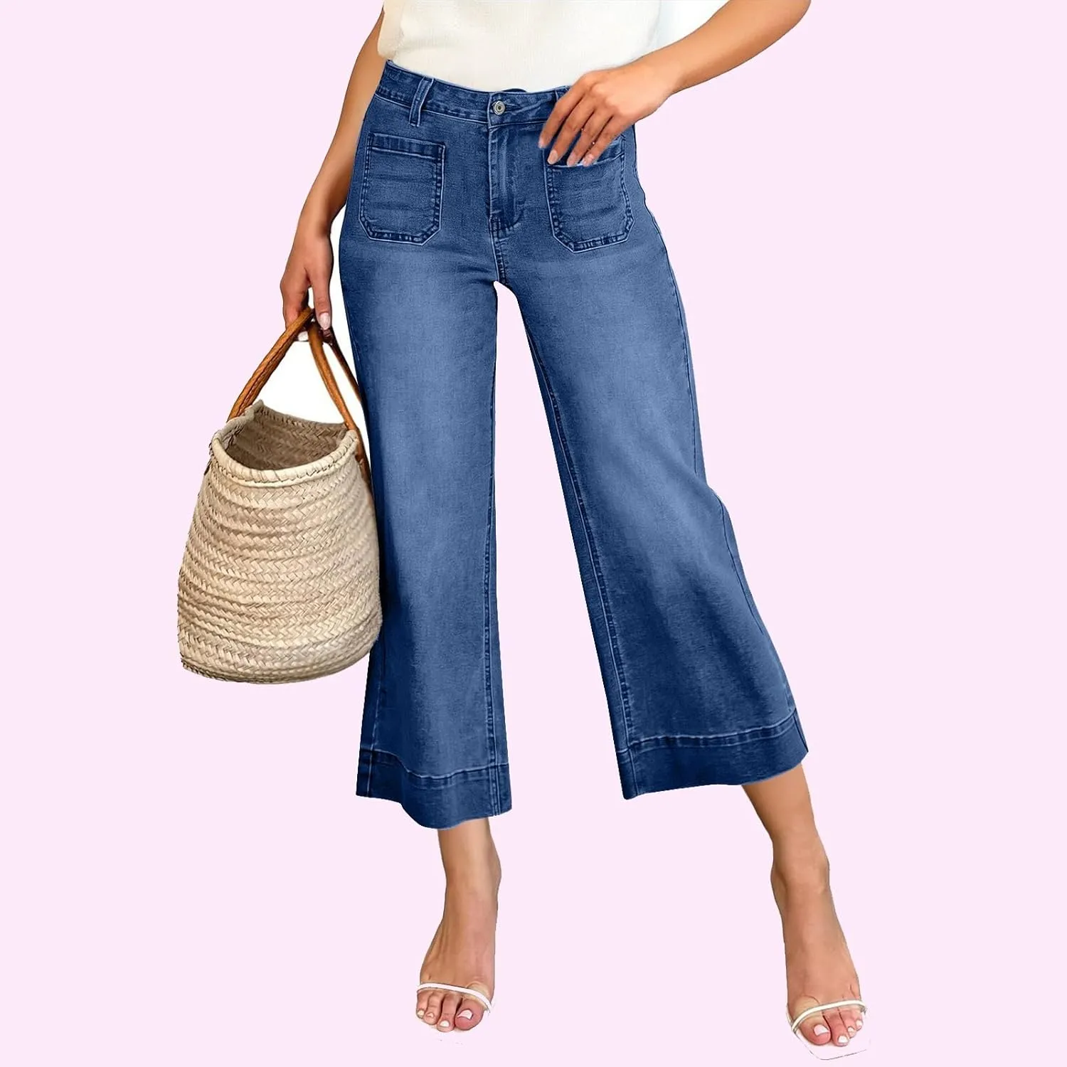 Cropped Jeans for Women High Waisted Mother Mom 90s Boyfriend Denim Jeans Casual Vintage Y2k Wide Leg Denim Pants