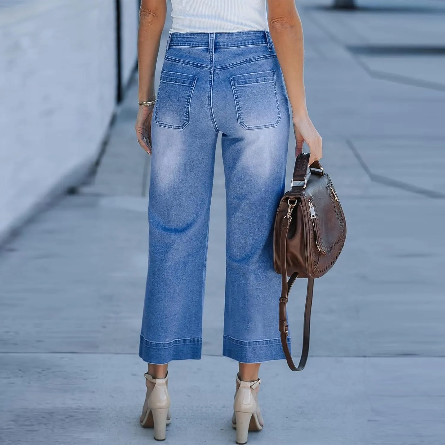 Cropped Jeans for Women High Waisted Mother Mom 90s Boyfriend Denim Jeans Casual Vintage Y2k Wide Leg Denim Pants
