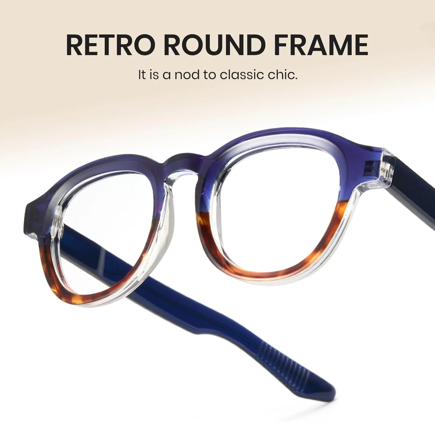 Cyxus Blue Light Glasses Fashion Round Computer Blue Ray Blocking Glasses Tr90 Frame Anti Glare Strain For Men Women 8553