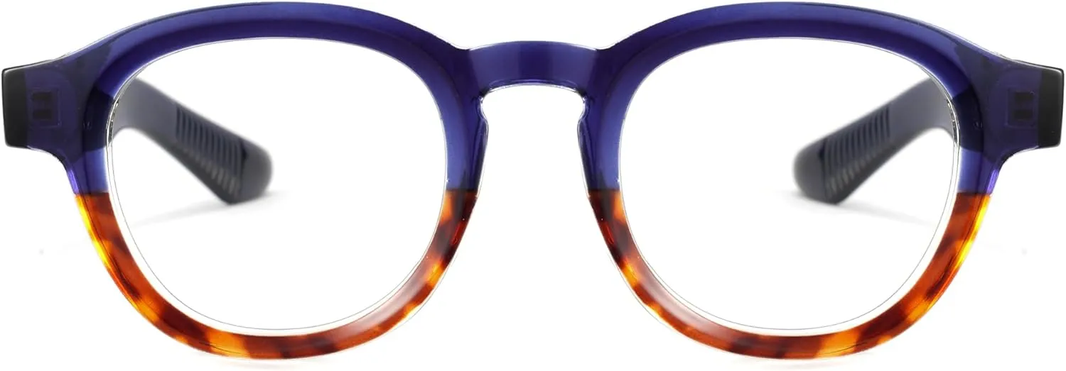 Cyxus Blue Light Glasses Fashion Round Computer Blue Ray Blocking Glasses Tr90 Frame Anti Glare Strain For Men Women 8553