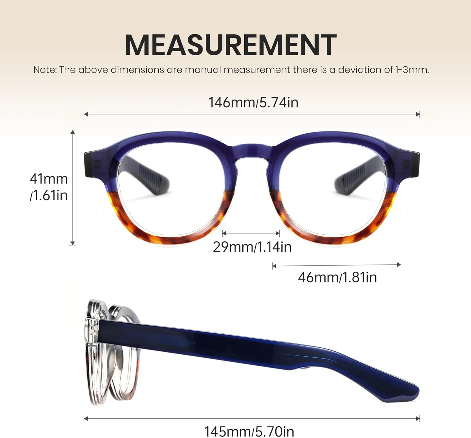 Cyxus Blue Light Glasses Fashion Round Computer Blue Ray Blocking Glasses Tr90 Frame Anti Glare Strain For Men Women 8553