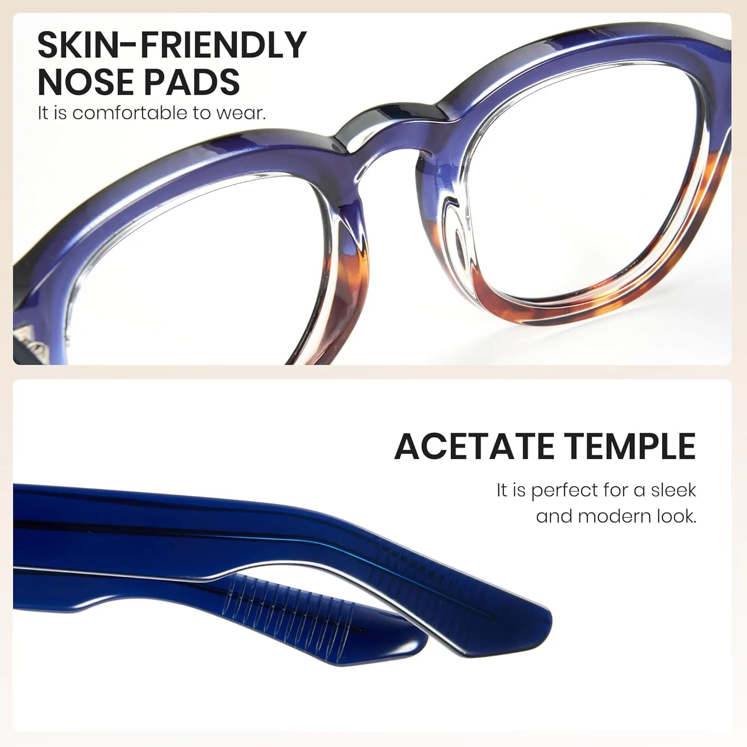 Cyxus Blue Light Glasses Fashion Round Computer Blue Ray Blocking Glasses Tr90 Frame Anti Glare Strain For Men Women 8553