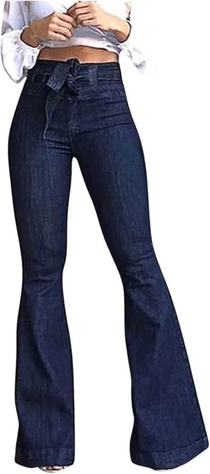 DDAPJ pyju High Waisted Bell Bottom Jeans for Women Belted Flare Jeans Stretch Wide Leg Jeans Denim Pants Casual Long Pants