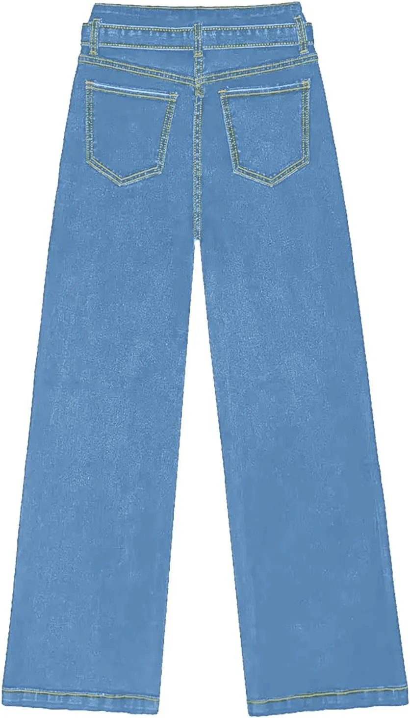 DDAPJ pyju Women's Wide Leg Jeans Flare Pants Low Waist Bootcut Jeans Stretch Casual High Waisted Denim Pants with Pockets