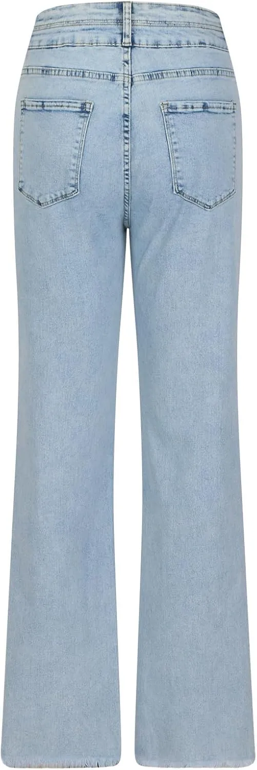 DDAPJ pyju Women's Wide Leg Jeans Flare Pants Low Waist Bootcut Jeans Stretch Casual High Waisted Denim Pants with Pockets
