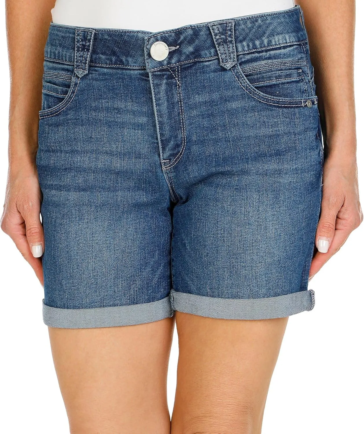 Democracy womens "Ab"solution Petite 6" Cuffed Denim Short