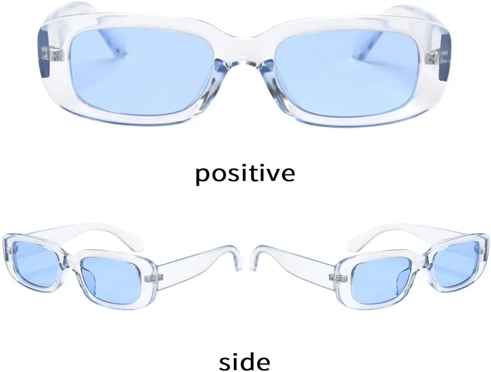 Dollger Rectangle Sunglasses for Women Men Trendy Retro Fashion Sunglasses UV 400 Protection Square Fram