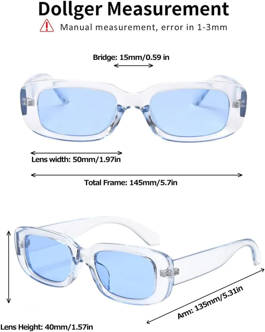 Dollger Rectangle Sunglasses for Women Men Trendy Retro Fashion Sunglasses UV 400 Protection Square Fram