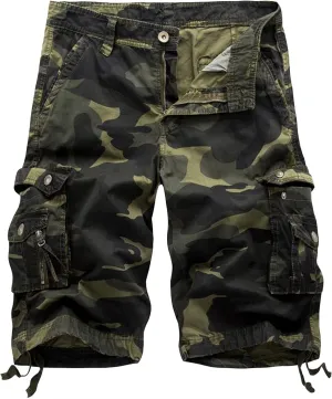 DONGD Mens Cargo Shorts Cotton Relaxed Fit Camouflage Camo Cargo Short