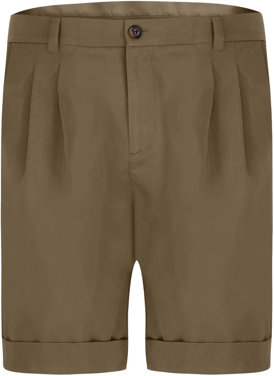 Dressy Pleated Front Shorts for Men Summer Business Casual Bermuda Shorts Cuffed Hem Golf Work Short with Pockets