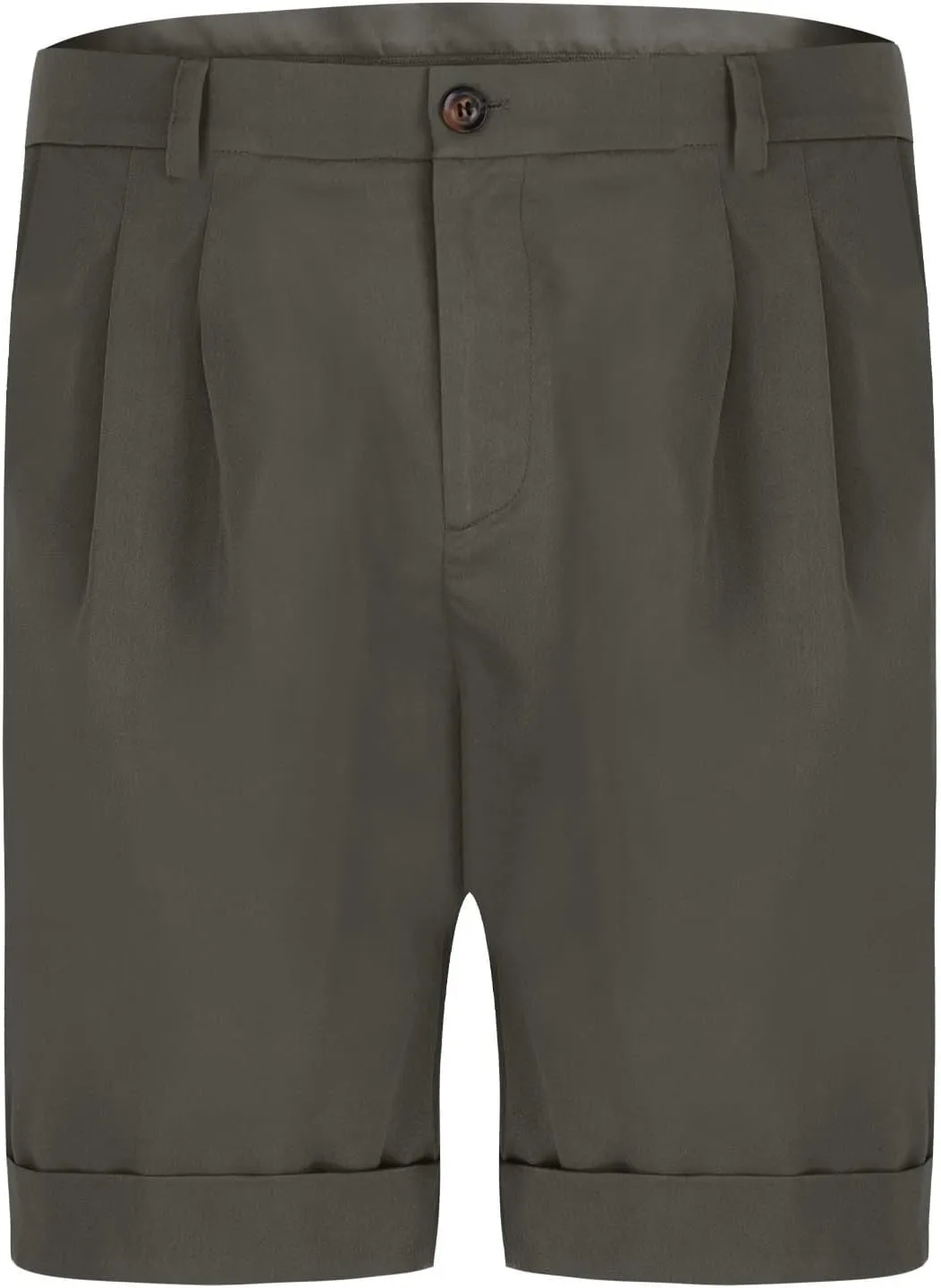 Dressy Pleated Front Shorts for Men Summer Business Casual Bermuda Shorts Cuffed Hem Golf Work Short with Pockets