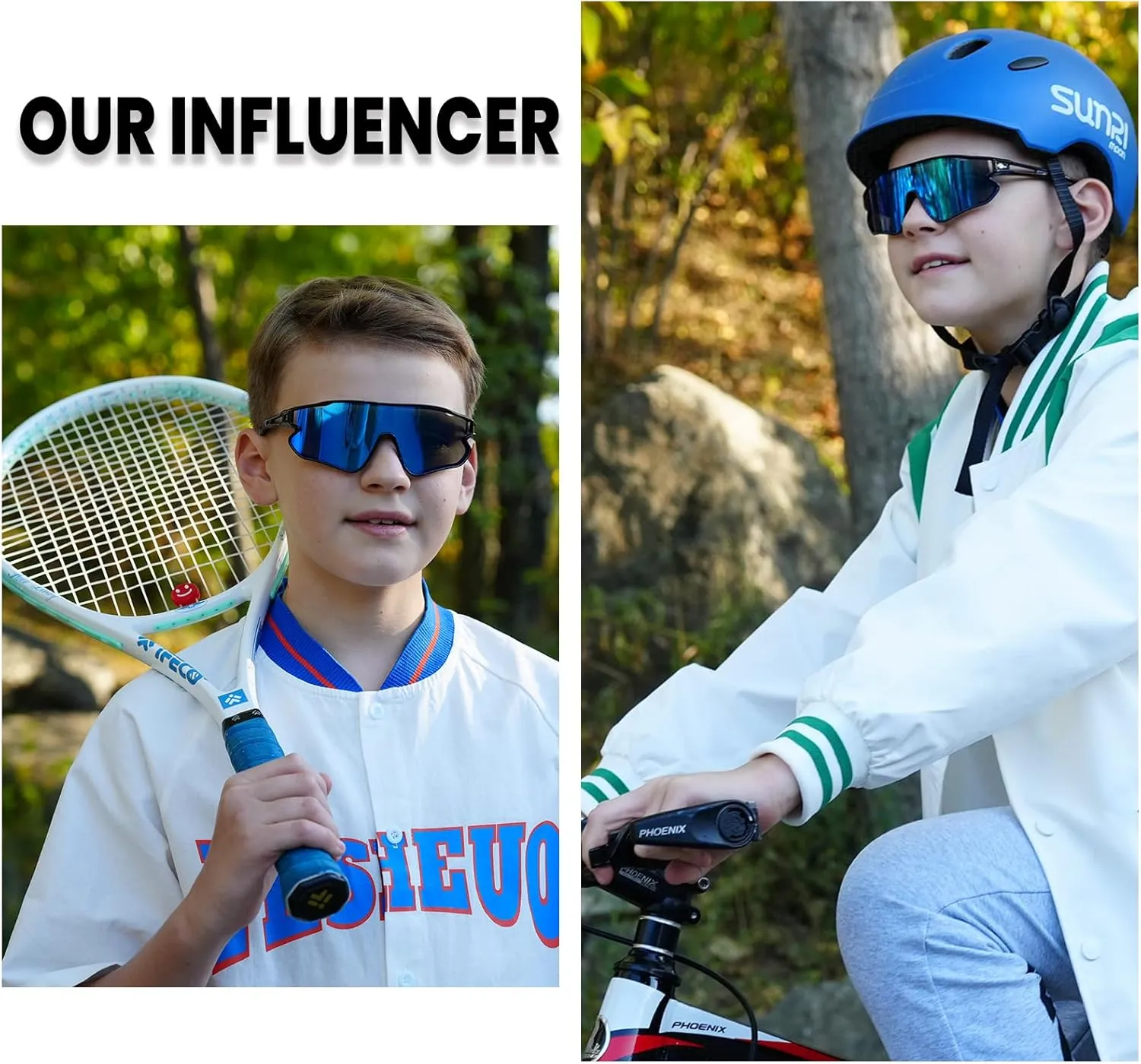 DUCO Kids Sunglasses Youth Baseball Sun Glasses Lightweight TR90 Frame UV400 Sports Cycling Shades for Boys Girls DK268
