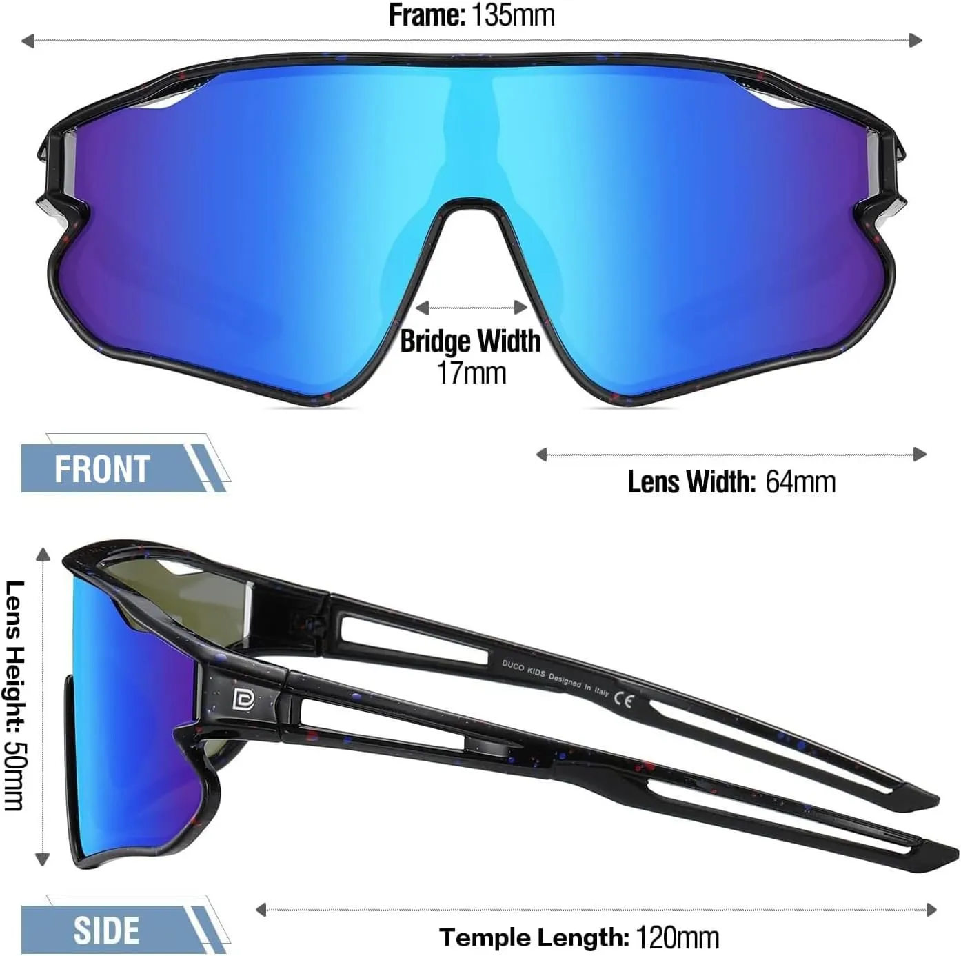 DUCO Kids Sunglasses Youth Baseball Sun Glasses Lightweight TR90 Frame UV400 Sports Cycling Shades for Boys Girls DK268