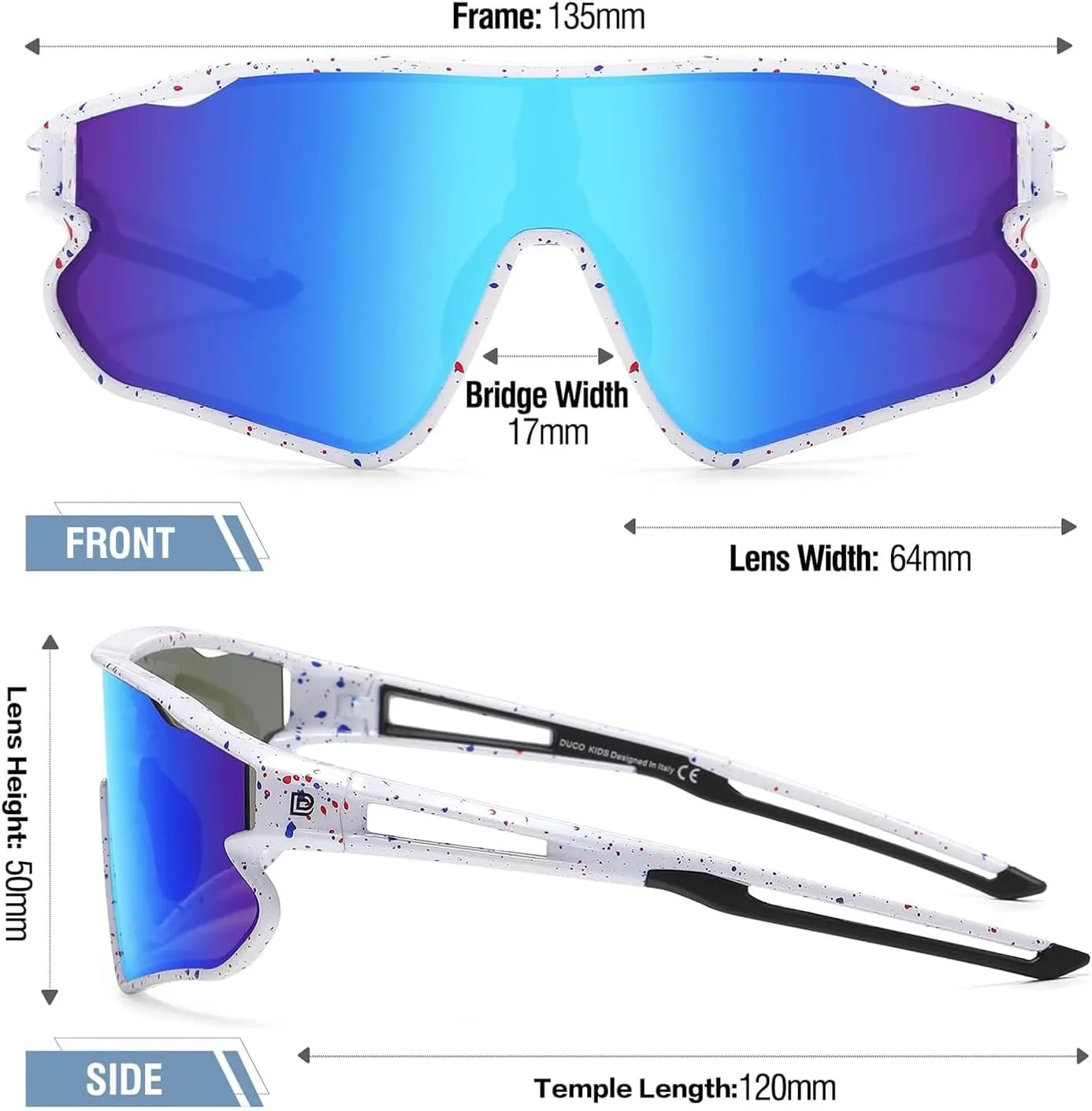 DUCO Kids Sunglasses Youth Baseball Sun Glasses Lightweight TR90 Frame UV400 Sports Cycling Shades for Boys Girls DK268
