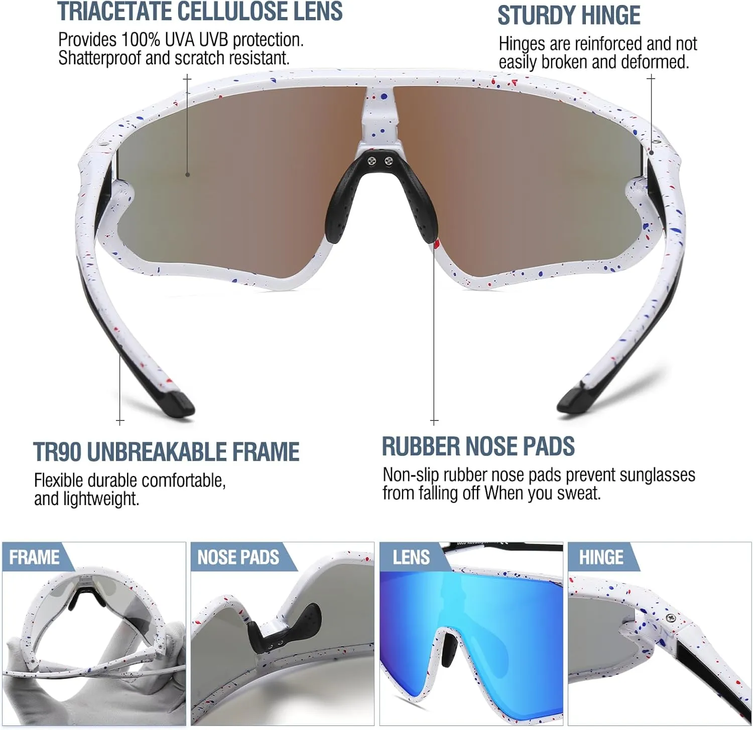 DUCO Kids Sunglasses Youth Baseball Sun Glasses Lightweight TR90 Frame UV400 Sports Cycling Shades for Boys Girls DK268