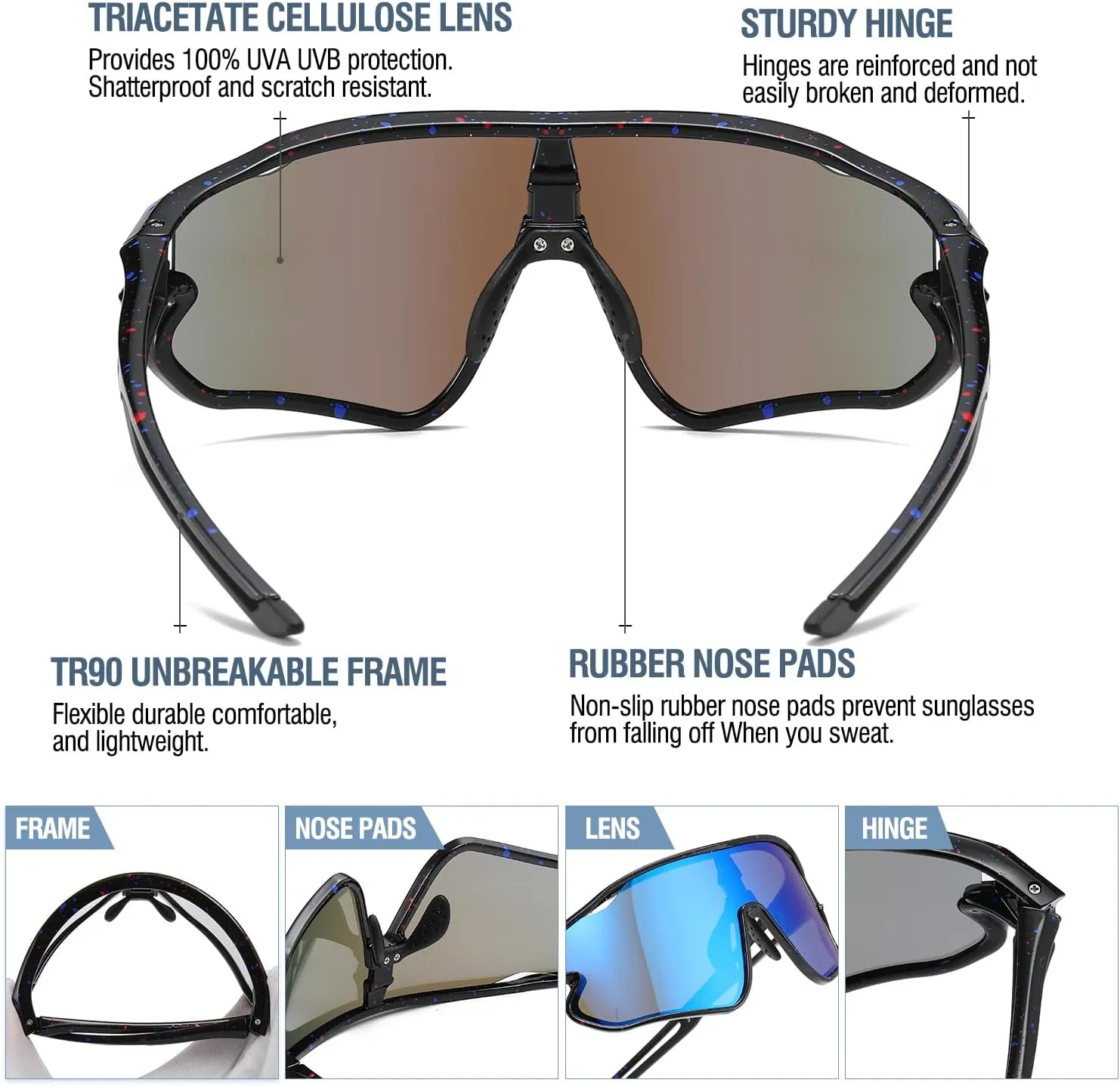 DUCO Kids Sunglasses Youth Baseball Sun Glasses Lightweight TR90 Frame UV400 Sports Cycling Shades for Boys Girls DK268