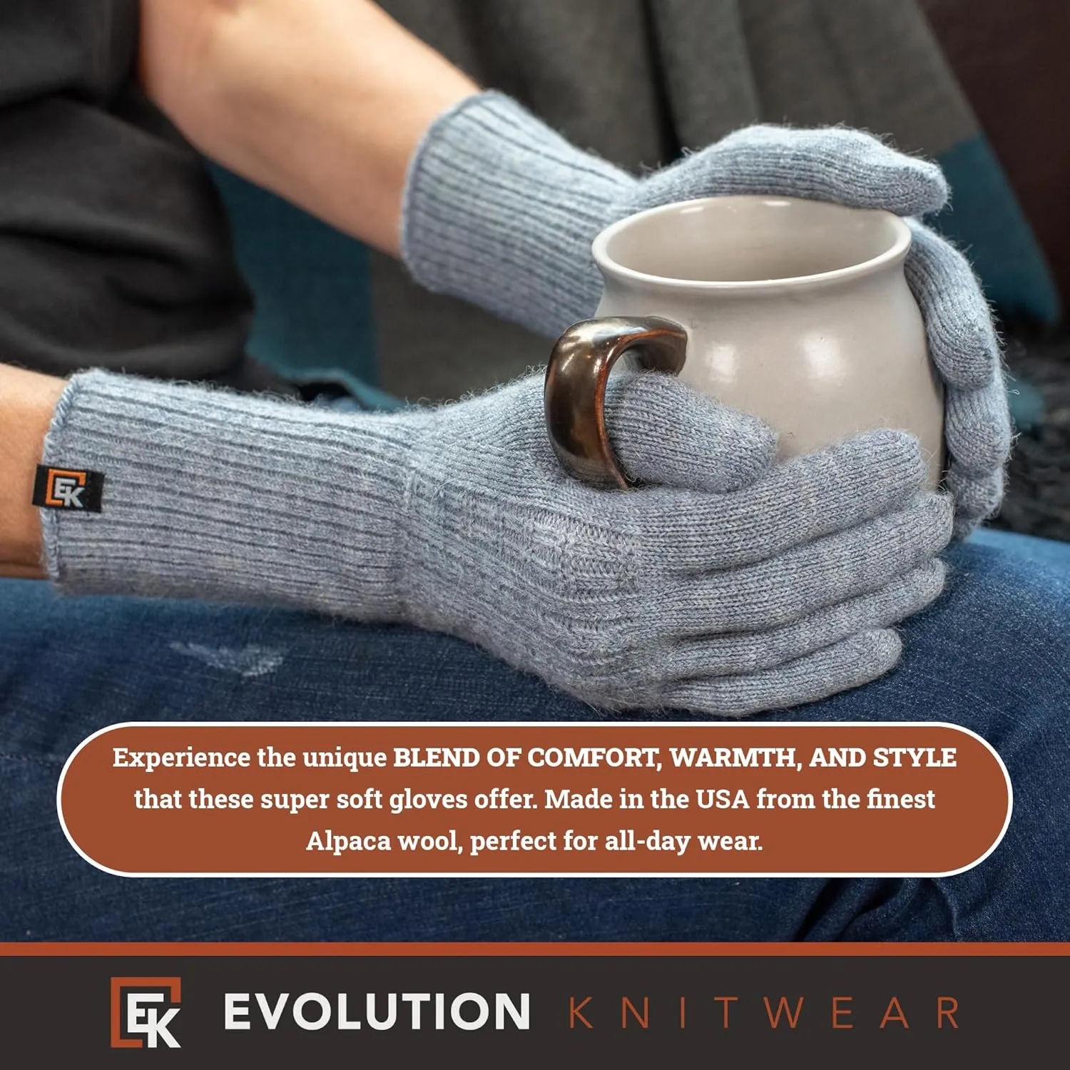 Evolution Knitwear Alpaca Cable Knit Gloves - Super Soft Baby Alpaca - Made in the USA - Small