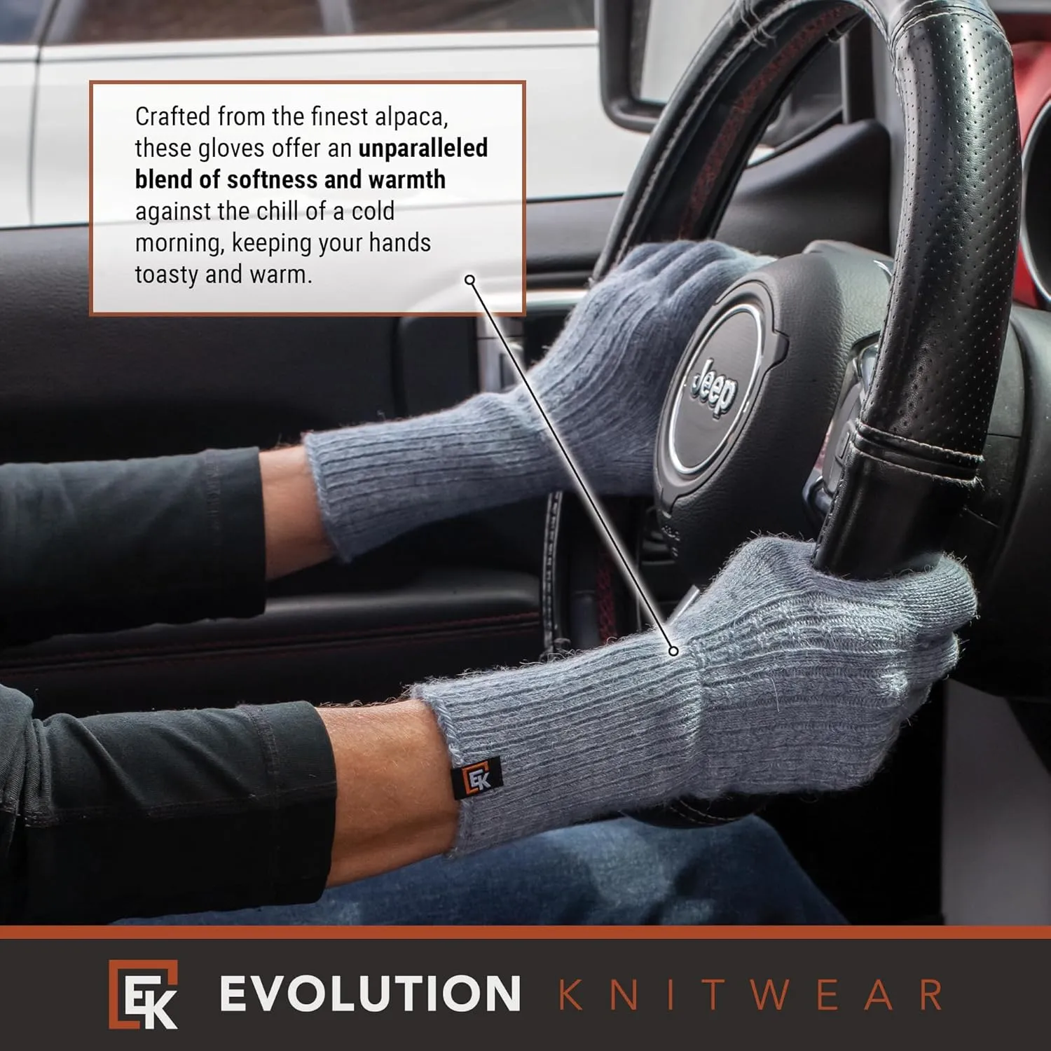 Evolution Knitwear Alpaca Cable Knit Gloves - Super Soft Baby Alpaca - Made in the USA - Small