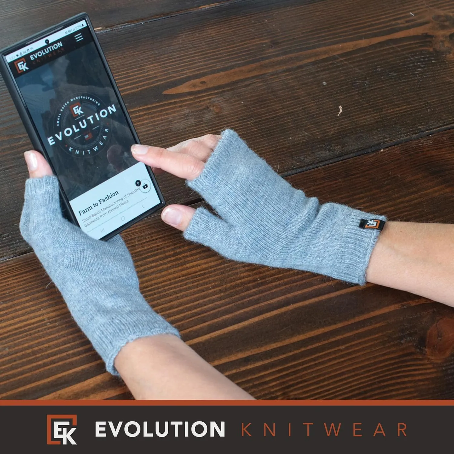 Evolution Knitwear Alpaca Knit Fingerless Mittens - Super Soft Baby Alpaca - Made in the USA - Small
