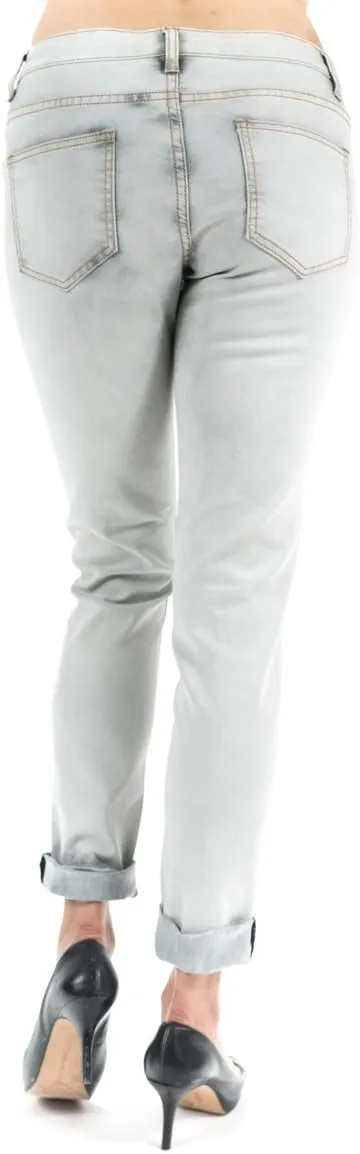 Exocet jeans Women's Ripped Skinny Jean Ankle Length Distressed Plus-Sizes
