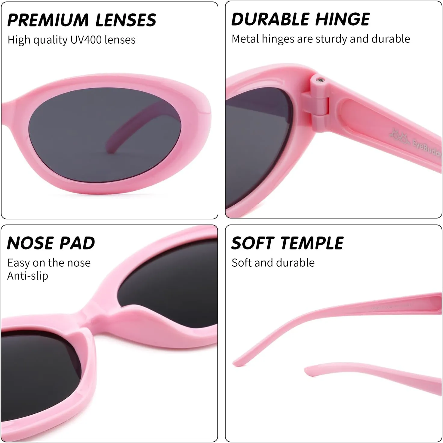 EYEBUDDY 3 Packs Kids Sunglasses-100% UV400 Protection Polarized Sunglasses, Girls Sunglasses Lightweight Portable Age 5-10